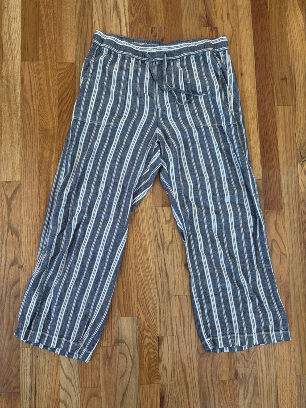 Women’s Gap blue Stripe Linen Blend Drawstring Pants